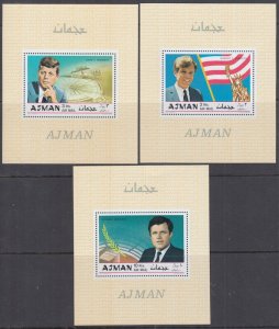 AJMAN MICHEL Cat # BLK122-4A MNH FULL SET of 3 S/S KENNEDY BROTHERS - PERF