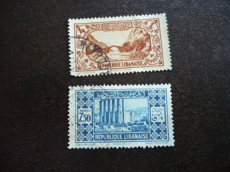 Stamps - Lebanon - Scott# 125,129 - Used Part Set of 2 Stamps
