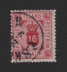 Iceland 1876 16a Carmine Arms Official #O7 Facit Tj7a F-VF Used, Variety v2