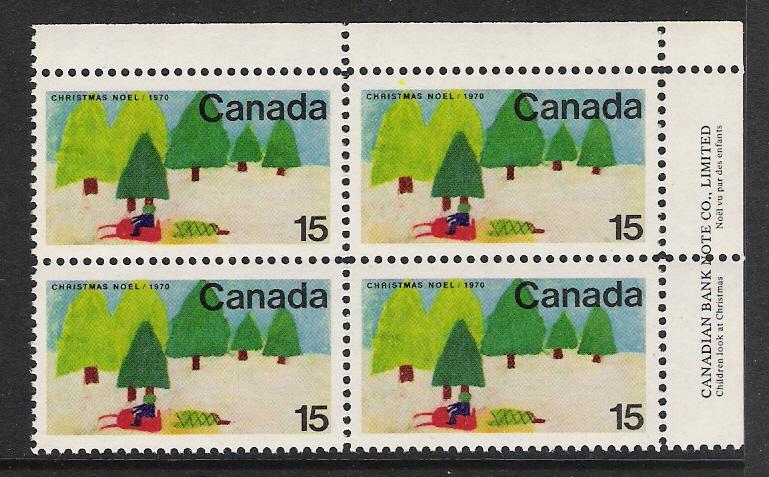 Canada #530 UR PL BL Christmas 1970 15