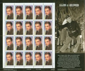 US: 1999 JAMES CAGNEY - LEGENDS OF HOLLYWOOD; Sheet Sc 3329; 33 Cents Values