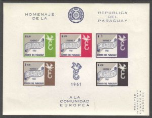 PARAGUAY 623-627 OG NH U/M SOUVENIR SHEETS $90 SCV EUROPA PERF & IMPERF