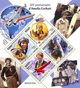 A9206 - NIGER - MISPERF ERROR Stamp Sheet - 2022 - Amelia Earhart-