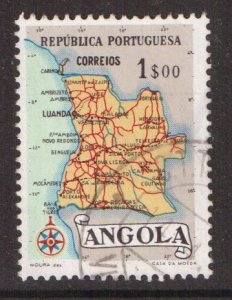 Angola   #389   used   1955  Map of Angola  1e