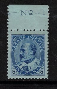 Canada #91 Extra Fine Never Hinged Gem Plate 1 Single **With Certificate**