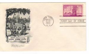 US 1027 (Me-5) 3c Founding of NY City FDC Artmaster Cachet Unaddressed ECV $7.50