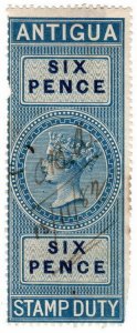 (I.B) Antigua Revenue : Duty Stamp 6d