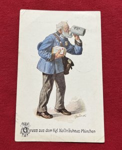 WW1 WWI Imperial German Deutsches Reich Hofbrauhaus photo postcard W Stamp