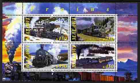 MALAWI - 2010 - Steam Locos #1 - Perf 4v Sheet - MNH - Private Issue