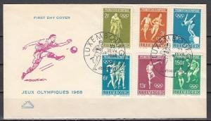 Luxembourg, Scott cat. 460-465. 19th Summer Olympics issue. First day cover. ^