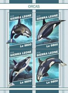 Sierra Leone - 2018 Orcas on Stamps - 4 Stamp Sheet - SRL181106a