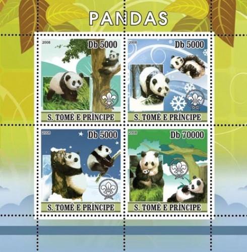 SAO TOME E PRINCIPE 2008 SHEET PANDA BEARS WILDLIFE st8218