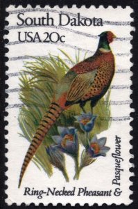SC#1992A 20¢ State Birds & Flowers: South Dakota; Perf 11¼ x 11 (1982) Used