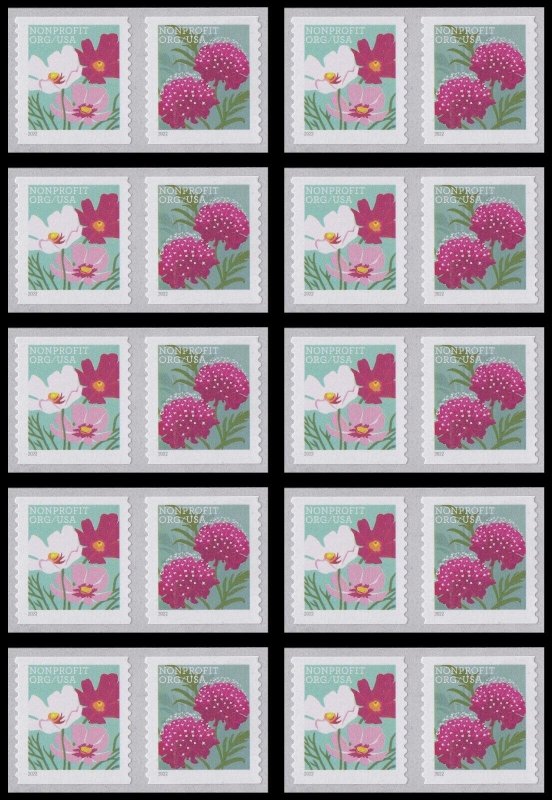 US 5665a Butterfly Garden Flowers Nonprofit Org 5c coil pair (10x2) MNH 2022