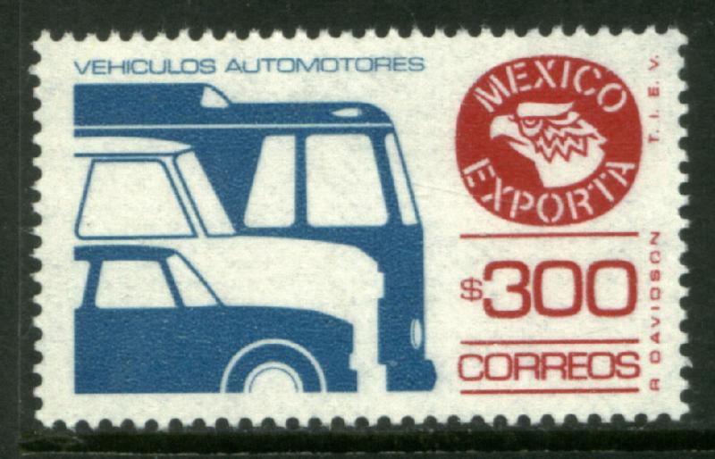 MEXICO Exporta 1495a $300P Cars/Buses Unwmk Thin Paper 3 MINT, NH. VF.