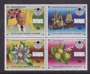 Niue-Sc#484-7- id9-unused NH block-Ships-SPEC emblem-1985-