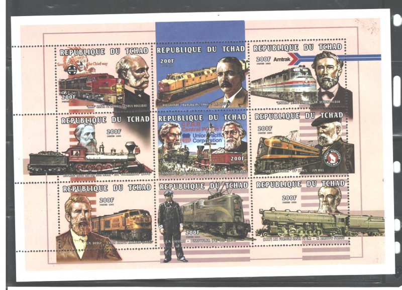 CHAD 1998   TRAINS'  SHEETLET  #791. MNH