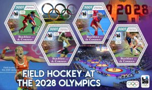 Stamps. Olympic 2028 LA Field Hockey 2024 year 1+1 sheets perforated