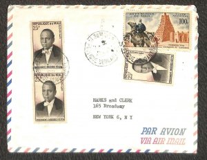 MALI 14 (x3) & C12 STAMPS MARKS & CLERK NY BAMAKO SOUDAN AIRMAIL COVER 1961