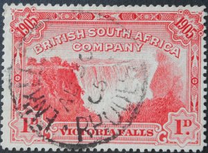 Rhodesia 1905 Falls One Penny with ENKLEDOORN Month Day (SC) postmark
