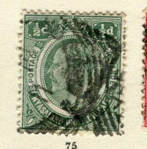 NYASALAND; 1908 early Ed VII issue fine used 1/2d. value,