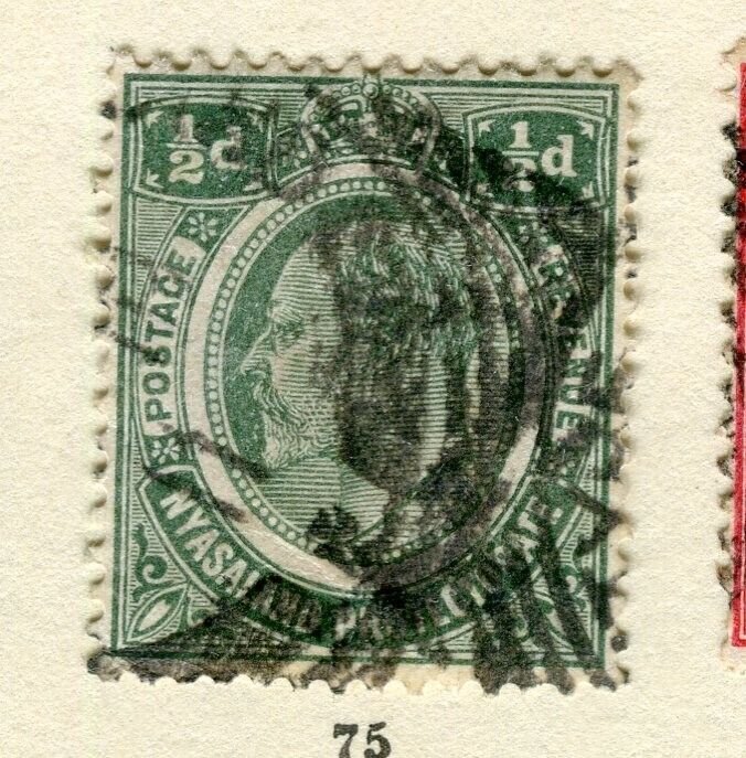 NYASALAND; 1908 early Ed VII issue fine used 1/2d. value,