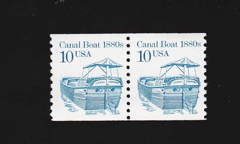 Pair 10c Canal Boat Overall Tag Dull Gum US 2257a MNH F-VF