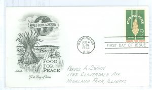 US 1231 1963 Food for Peace, pencil address, edge crease