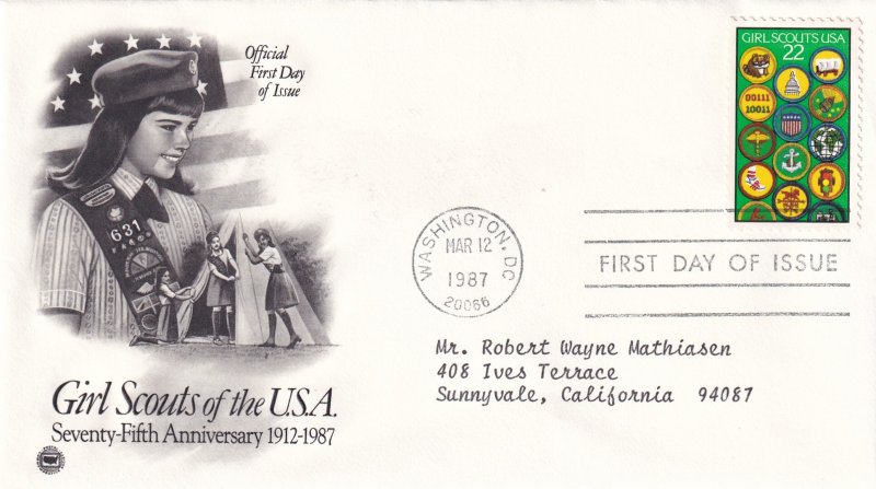 1987, 75th Anniv. Girl Scouts of America, PCS, FDC (E13810)