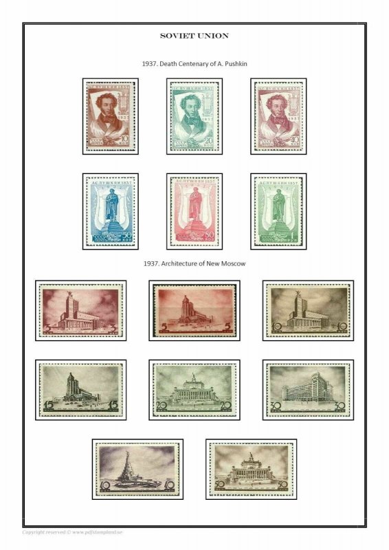 SOVIET UNION USSR RUSSIA 1857-2021 (5 albums) PDF (DIGITAL)  STAMP ALBUM PAGES  