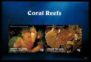 Union Island 2014 - Coral Reefs - IMPERF Souvenir Stamp Sheet - MNH