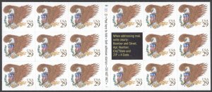 1992 US Scott #2595a  29¢ Brown Eagle Booklet Pane of 17 MNH