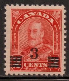 Canada 1932 # 191 King George V 3-cent on 2c Surcharge MNH