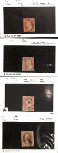 United States Postage Stamp, #11, 26, 65, 146 Used, 1855-70 Washington (B19)