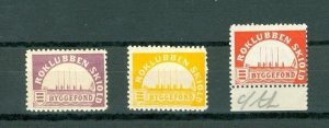 Denmark. 3 Poster Stamp Mnh. +_ 1905  The Row Club  Skjold Building Fund