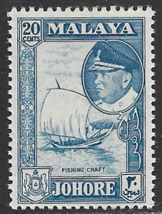 MALAYA JOHORE 1960 20c DHOW Pictorial Scott 164 MNH