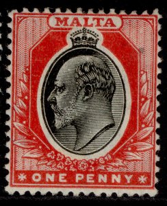 MALTA EDVII SG48, 1d black & red, M MINT. Cat £26. 