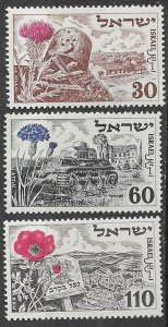 Israel # 62-64 Memorial Day and Flowers (3)  VLH Unused