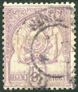 TUNISIA-1888 5 Fr Mauve Sg 21 FINE USED  V29403