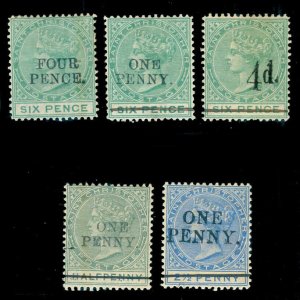 MOMEN: ST. CHRISTOPHER SG #22a,24-26,28 1884-8 MINT OG H LOT #60365