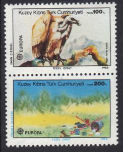 Cyprus Turkish  #181a-b  MNH  1986   Europa pair  bird  . litter