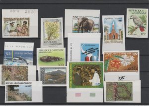 Gabon 1990 - 2010 Lot 14 x ND Imperf Elephant Bird Ocean Plants Prehistory-