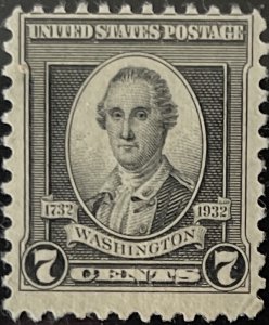 Scott #712 1932 7¢ Washington Bicentennial unused no gum