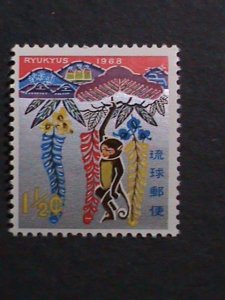 RYUKYU-1967 SC#165 NEW YEAR-YEAR OF LOVELY MONKEY MNH VF WE SHIP TO WORLDWIDE