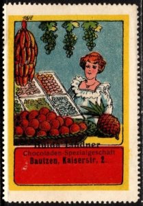 Vintage Germany Poster Stamp Hulda Lindner Chocolate Specialty Shop Bautzen