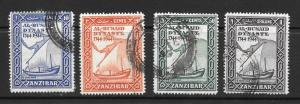 ZANZIBAR  Scott # 218-221 Used set Dhow & Map 2017 CV $10.15