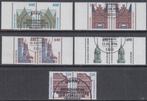 GERMANY Sc # 1853,6,7-9 INCPL USED SET of 5 DIFF PAIRS - HISTORIC SITES