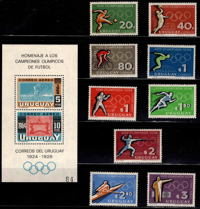 Uruguay Scott 722-725 C276-c282C282 Set + Souvenir sheet