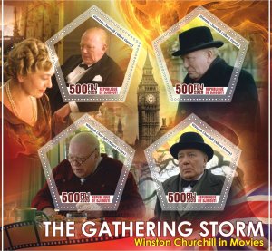 Stamps. Famous people. Winston Churchill movies 2020 year 1+1 sheets perforated