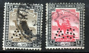 SUDAN 1922-24 Camel Postage Part Set  Perforated A S  SG A27 & SG A28 VFU